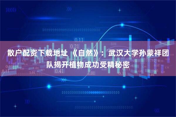 散户配资下载地址 《自然》：武汉大学孙蒙祥团队揭开植物成功受精秘密